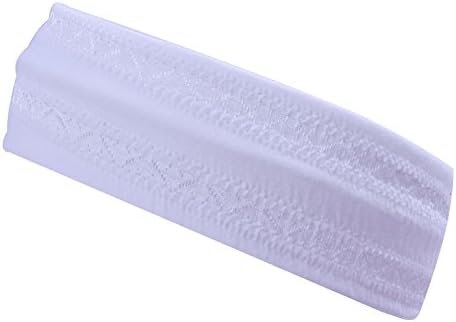 BNSE Headband,Wide Floral Lace Headwear in Many Beautiful Colors for Yoga,Breathable Sports Sweatband,Women Turban Hairband White