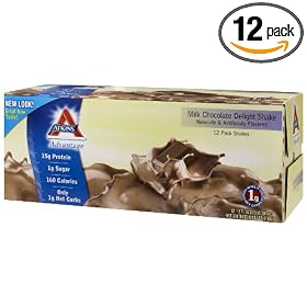 Atkins Ready To Drink Shake, Milk Chocolate Delight, 11-Ounce Aseptic Containers (Pack of 12)