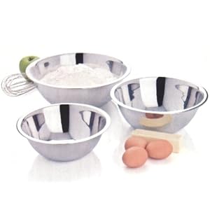 Amco 3 Piece Stainless Steel Large Mixing Bowl Set by 