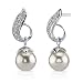 Luminous Elegance: Sterling Silver Bridal Style Post Earrings with Faux Pearls and CZ Diamonds
