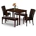 5 Piece Dining Set: Espresso Table 2 Parson Side Dining Chairs 2 Dining Benches