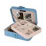 "Lucia" Mele & Co. Plush Fabric Jewelry Box with Lift Out Tray in Sky Blue