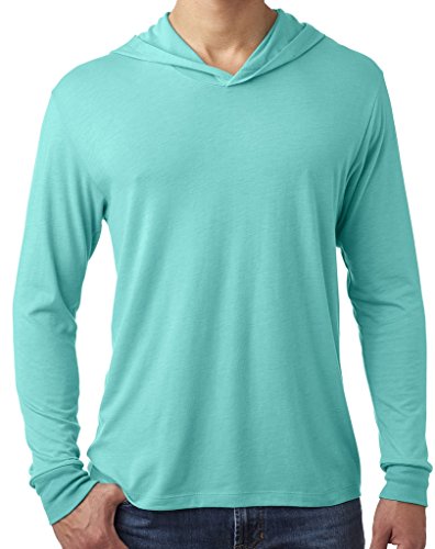 Mens TriBlend Lightweight Hoodie Tee, Large Tahiti Blue