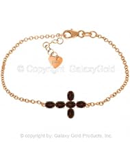 Garnet Cross Bracelet in 14k Rose Gold