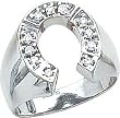 14K White Gold .27cttw Diamond Horseshoe Mens Ring Sz 10