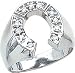 14K White Gold .27cttw Diamond Horseshoe Mens Ring Sz 10
