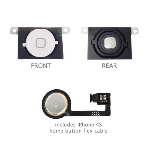 iPhone 4s Homebutton Home Button with Flex Cable includes Key Cap Rubber Gasket White incl. 2 x screwdriver for easy installation by MMOBIEL