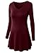 Doublju Women Basic Designed V-Neck Long Sleeve Flare Tunic Top