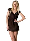 Rory Beca Silk V-neck Tunic Dress in Chocolate Lurex - Short Party Dresses for Women CLEARANCE Sale