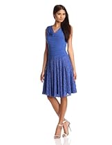 Hot Sale Adrianna Papell Women's Shirred Top Pleated Dress, Blue Moon, 12