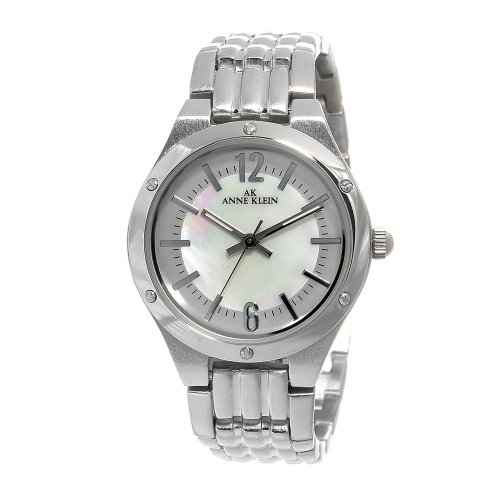 AK Anne Klein Women's Silver-Tone Watch with a Round Mother-of-Pearl Dial #108485MPSV