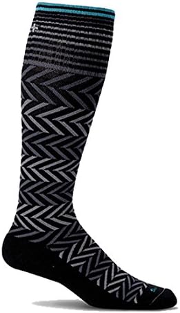 Sockwell Women's Graduated Compression Socks,Medium/Large,Black Chevron