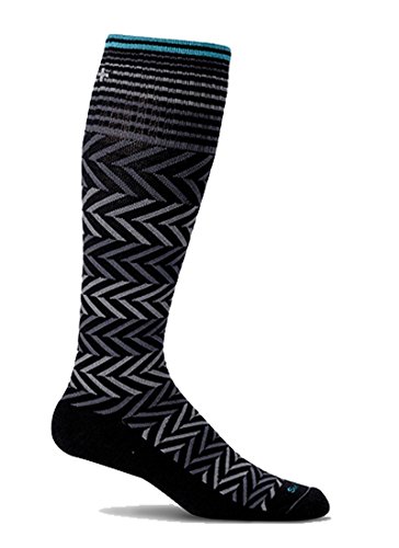 Sockwell Women's Graduated Compression Socks,Medium/Large,Black Chevron