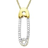 10k Yellow Gold Diamond Safety Pin Pendant (.08 cttw)