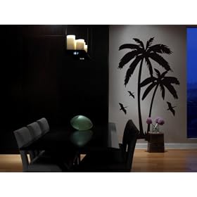 Vinyl Wall Art Decal Sticker Palm Tree Island w Birds BIG 44" X 72" (6ft Tall) #134
