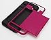 Samsung Galaxy S7 Edge Case, Bastex Hybrid Black Rubber Silicone Cover Hot Pink Hard Plastic Hidden Credit Card Cash Id Holder Slot Case for Samsung Galaxy S7 Edge G935
