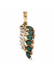 10K Yellow Gold Emerald and Diamond Pendant -- LIFETIME WARRANTY