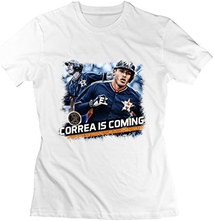 Crew-Neck Nfl Houston Astros 1 Carlos Correa Comming Tee For Women XL White