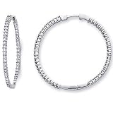 14k White Gold Diamond Pave Large Hoop Earrings 1.40 ct (G-H Color, SI2 Clarity)
