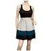 Plus Size Color Block Mini Dress Blue