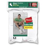 6 Hanes CUSHION ANKLE - BIG AND TALL - WH W/GY HEEL & TOE 145/6 White (02) 12-14