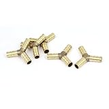 uxcell　5個入り　8mm　3ウェイ　Yピース　真鍮　空気ガスホース　コネクタ　チューブジョイナーカプラ