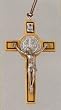 3" Necklace with Wooden Crucifix and Silver Plated Medallion - MADE IN ITALY