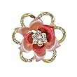 Blooming Rose Flower Crystal Brooch Pin - Pink