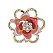 Blooming Rose Flower Crystal Brooch Pin - Pink