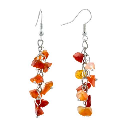 Pugster Deep Red Chip Stone Earrings Chipstone