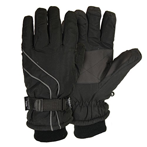 Men's Micro-Nylon Waterproof / Thinsulate Lined Cuffed Ski Glove,Black, Large