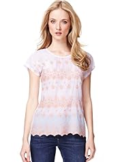 Indigo Collection Embroidered Striped Top