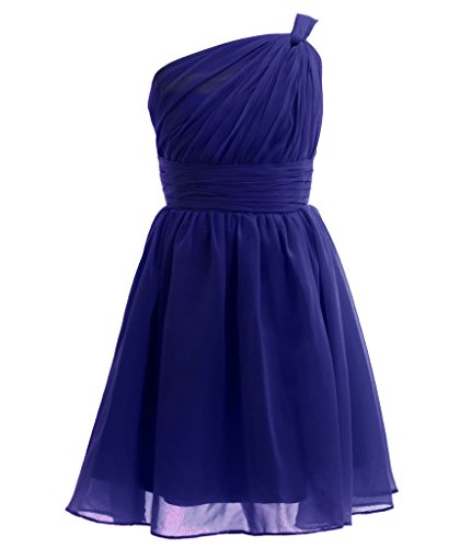 Fairy Couple Girl's One Shoulder Ruching Short Chiffon Flower Girl Dress K0122