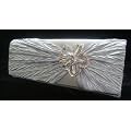 New Satin Diamante Crystal Clutch Bag Purse Evening Bridal