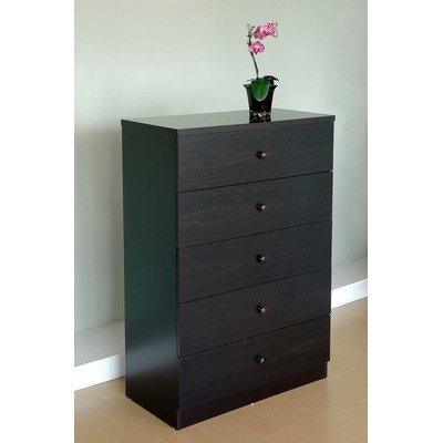 York Modern Five-Drawer Dresser / Chest in Warm Matte Coffee Bean