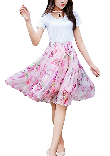 (サラキッド） SaraKid 花柄 蝶柄 ふんわり シフォン ひざ丈 フレア スカート レディース きれいめ Aライン 大人 エレガント