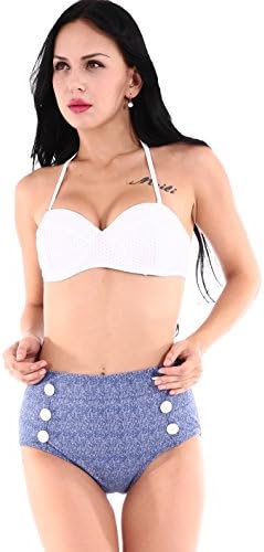 Sardine Kiss Women Classic Polka High Waist Vintage Stripes Bikini Beachwear