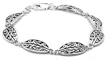Sterling Silver Celtic Design Oval Link Bracelet, 8"