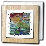 Taiche - Acrylic Painting - Mermaids - Mermaid and Butterflies - elusive, untamed, art nouveau, femininity, mythology, butterflies, mermaid - Tile Napkin Holders