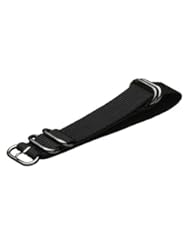 Watch: Extra Long - 26mm Heavy 5 Ring Nato PVD Nylon Black Watch Strap Band - Clockwork Synergy, LLC
