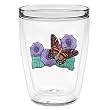 Butterfly w/Purple Flowers 16 oz Insulated Beverage Tumbler, Clear