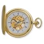 Avalon 17 Jewel Mechanical Skeleton Gold-tone Covered Pocket Watch with Chain, #4037G