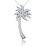 0.40CT Diamond 14K Gold Palm Tree Pendant Necklace