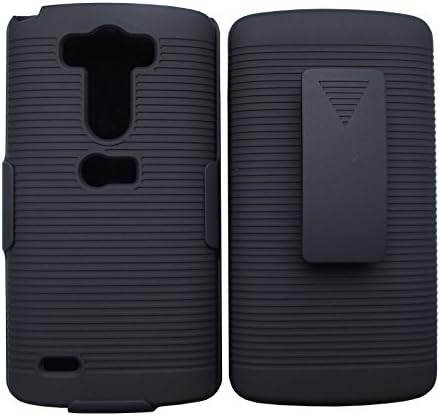 Saapni Premium LG G3 Holster Combo - Rubberized Ribbed Texture Shell And Holster With Fixed Ratching Belt Clip - Black