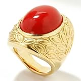 14K Gold White Agate, Red Coral or Turquoise Electroform Ring