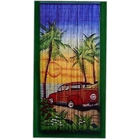 135 Strands Bamboo Bead Doorway Hanging with Woody Wagon