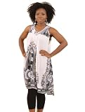 Short Traditional African Dashiki Print Rayon Sundress Sun Dress - Available in Many Colors (White)
