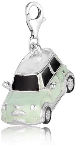 Sterling Silver & Enamel clip-on mini cooper charm