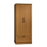 HomePlus Wardrobe Cabinet Sienna Oak Finish/Black Handles