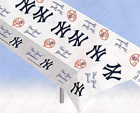 New York Yankees Plastic Table Cover Heavy Duty Officially Licensed Team Logo